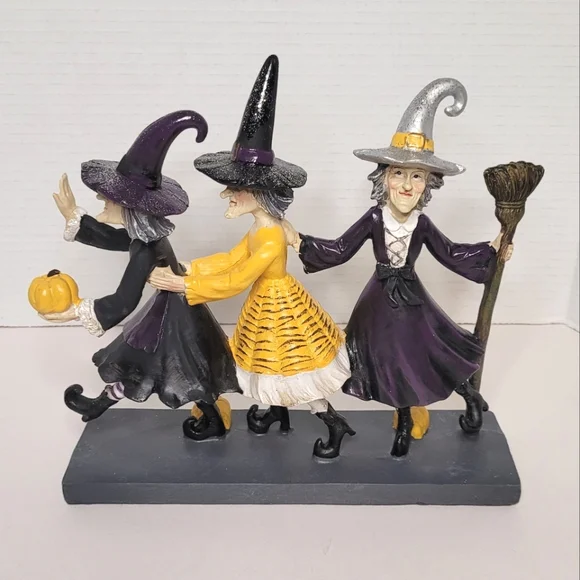 Witches Three Whimsical Statue Vintage Halloween Decor